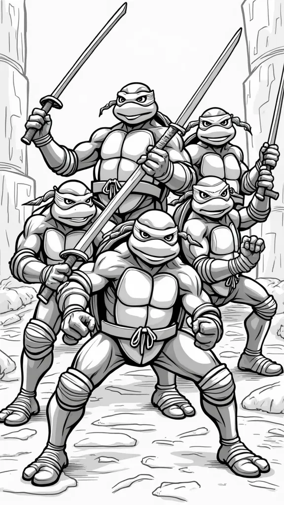 pages de couleurs ninja tortues